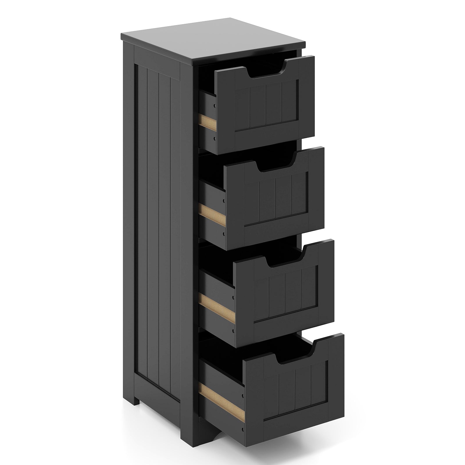 Free-Standing Side Storage Organizer, 4 Drawers, Black Floor Cabinets at Gallery Canada