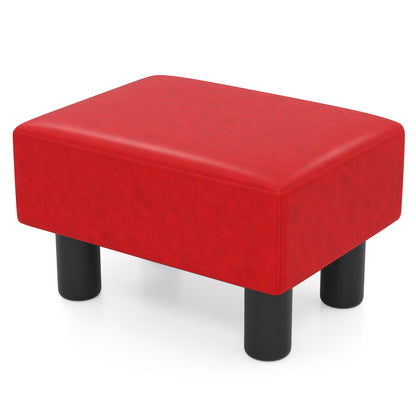 Small Rectangular Seat Ottoman Footstool, PU Leather, Red Ottomans at Gallery Canada