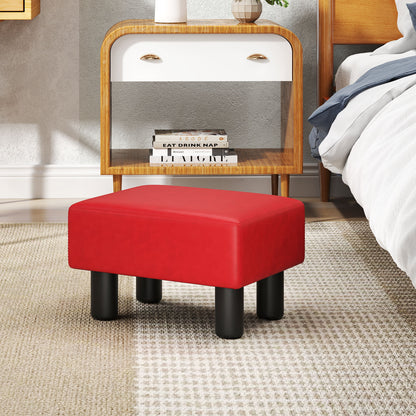Small Rectangular Seat Ottoman Footstool, PU Leather, Red Ottomans at Gallery Canada