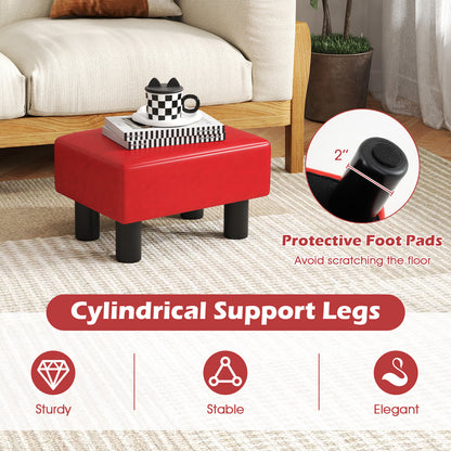 Small Rectangular Seat Ottoman Footstool, PU Leather, Red Ottomans at Gallery Canada