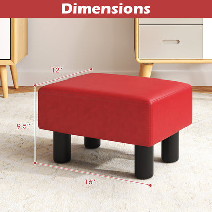 Small Rectangular Seat Ottoman Footstool, PU Leather, Red Ottomans at Gallery Canada