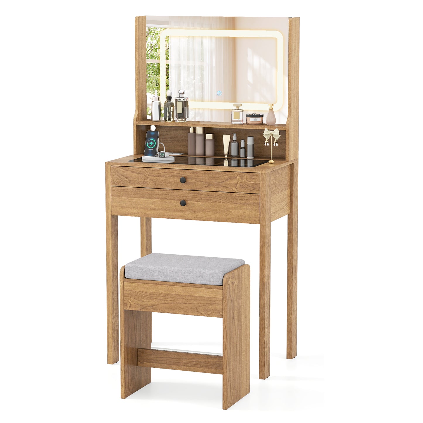 Small Vanity Desk with Mirror and Lights for Bedroom, Natural Makeup Vanities at Gallery Canada