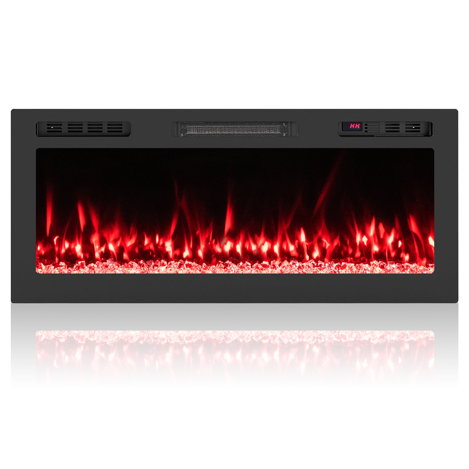Smart WiFi Electric Fireplace, 42 Inch, Wall Mounted Recessed Heater, Black Fireplaces Black at Gallery Canada