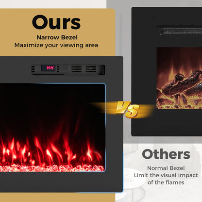Smart WiFi Electric Fireplace, Wall Mounted, 60 Inch, Black Fireplaces at Gallery Canada