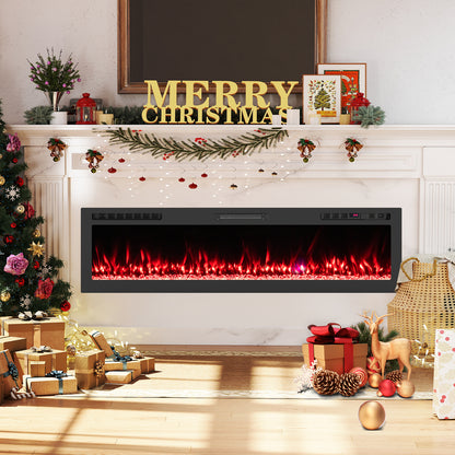 Smart WiFi Electric Fireplace, Wall Mounted, 68 Inch, Black Fireplaces at Gallery Canada