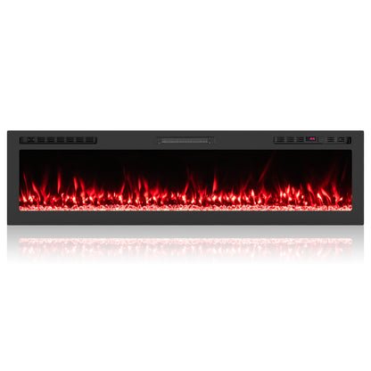 Smart WiFi Electric Fireplace, Wall Mounted, 68 Inch, Black Fireplaces Black at Gallery Canada