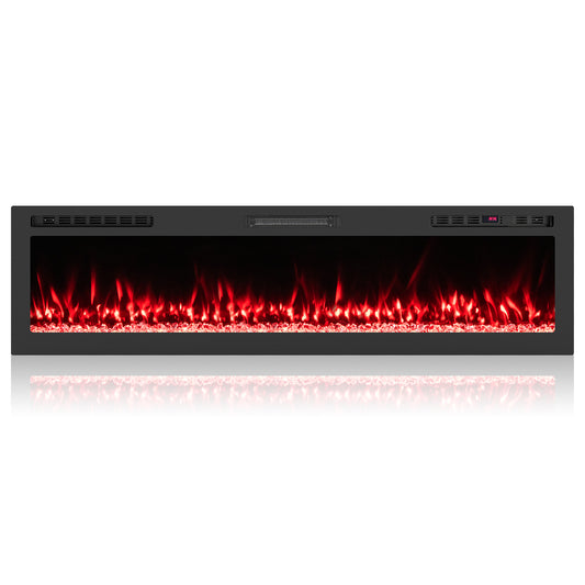 Smart WiFi Electric Fireplace, Wall Mounted, 68 Inch, Black Fireplaces Black at Gallery Canada