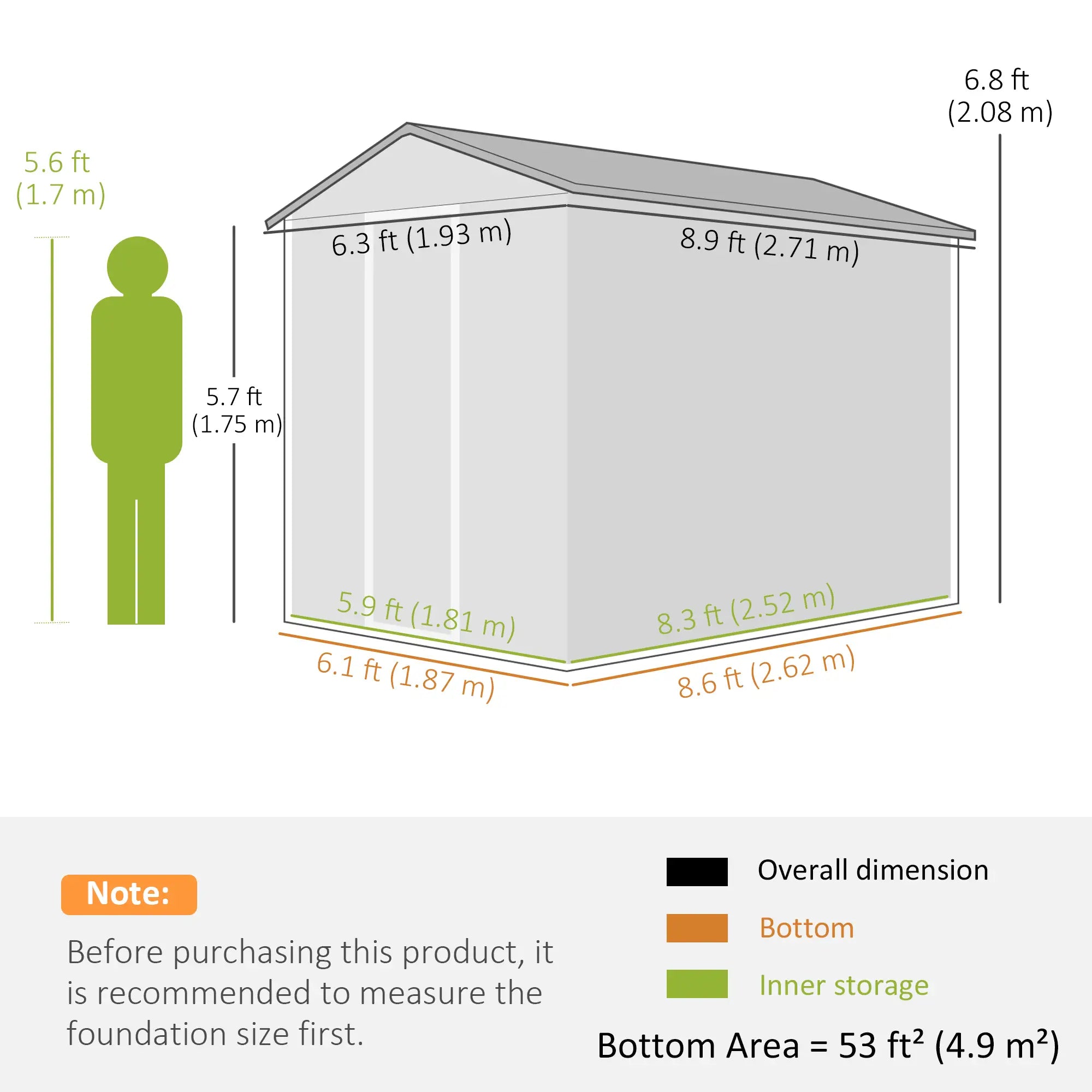 9' x 6' Garden Shed, Outdoor Storage, Sloped Roof, Lockable Door, Dark Grey Sheds at Gallery Canada