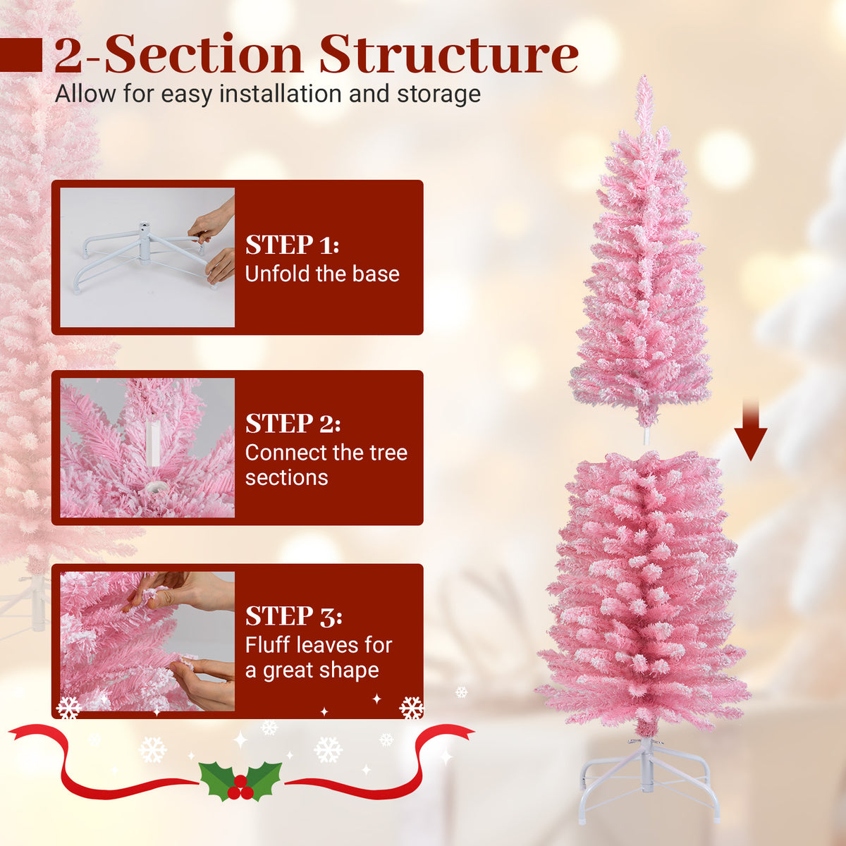 5 FT Artificial Christmas Tree, 328 Branch Tips, Pink Christmas Tree at Gallery Canada