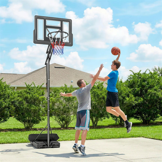 Portable Basketball Hoop, 7.7 FT to 10 FT Adjustable, 43'' Shatterproof Backboard, Fillable Base Basketball Black at Gallery Canada