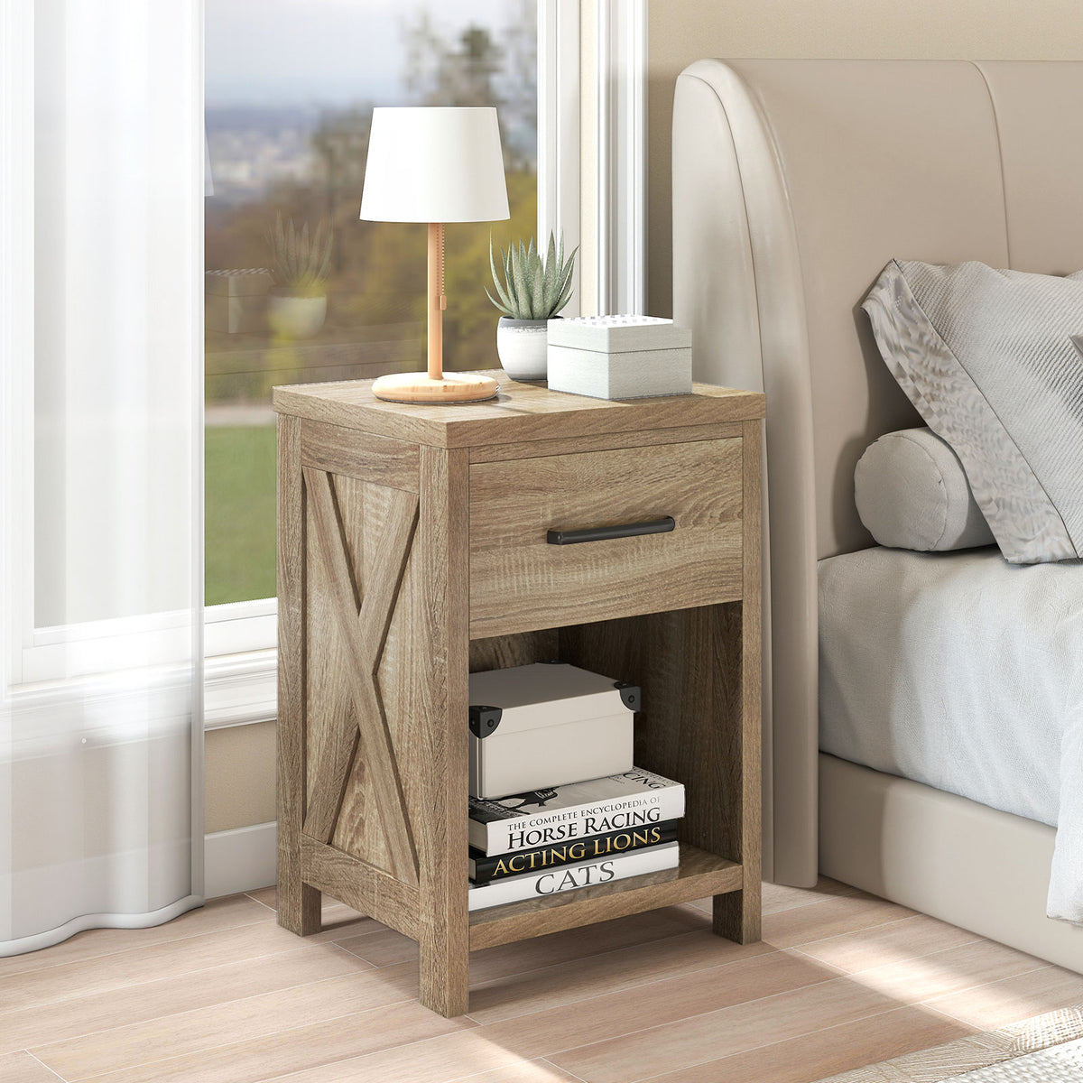 Nightstand With Drawer And Shelf, Natural End & Side Tables at Gallery Canada