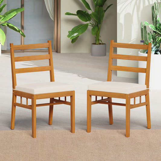 Acacia Wood Patio Chair Set, 2 Armless Chairs, White Patio Dining Chairs White at Gallery Canada