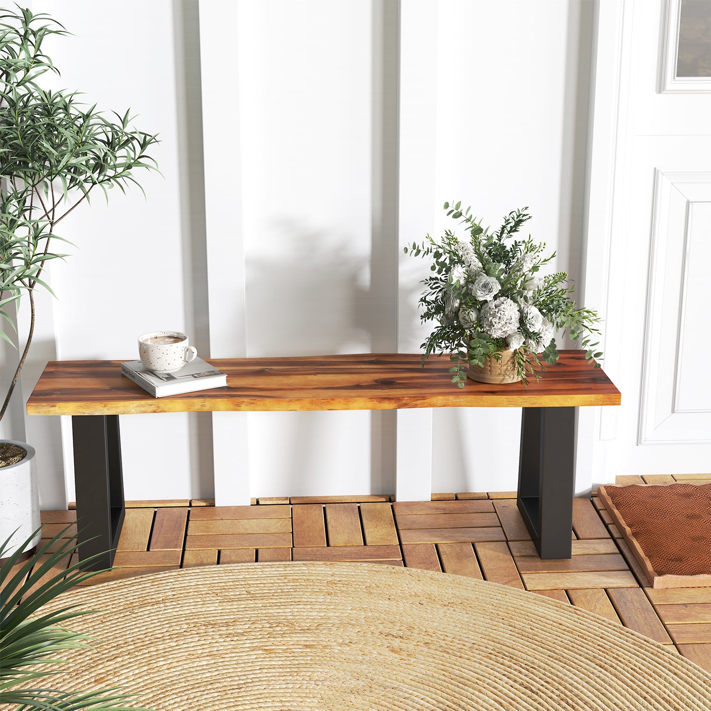 Solid Acacia Wood Patio Bench, Dining Bench, Seating Bench Outdoor Benches at Gallery Canada