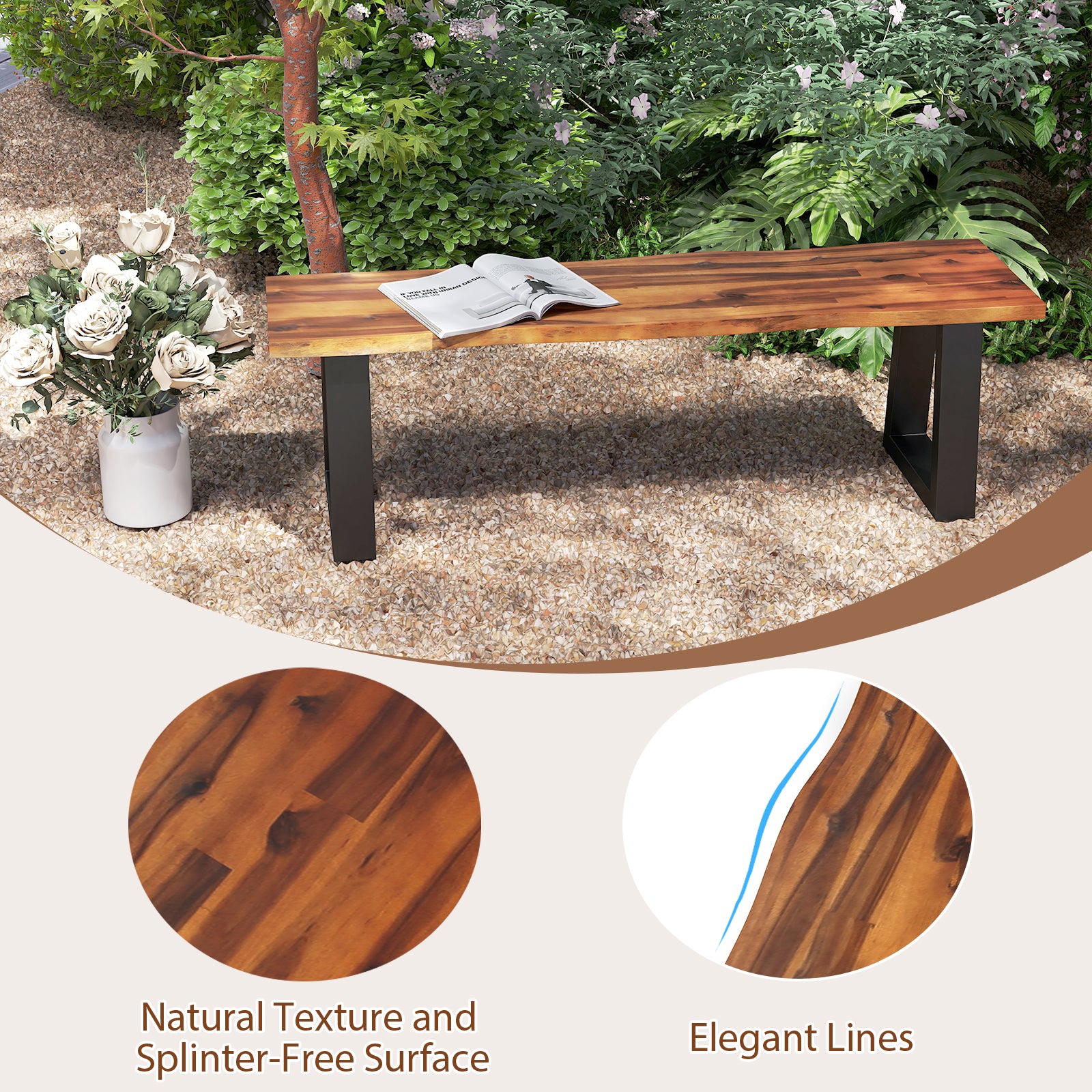 Solid Acacia Wood Patio Bench, Dining Bench, Seating Bench Outdoor Benches at Gallery Canada