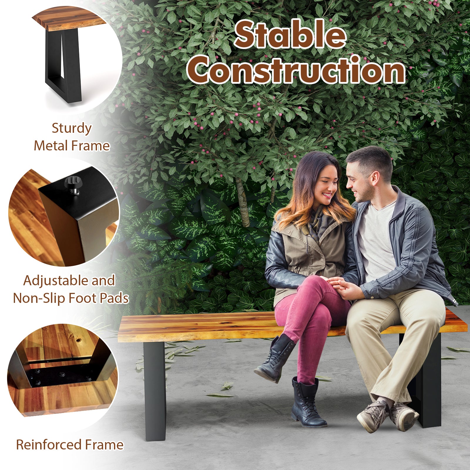 Solid Acacia Wood Patio Bench, Dining Bench, Seating Bench Outdoor Benches at Gallery Canada