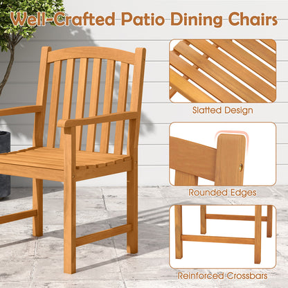 Solid Acacia Wood Patio Chairs Set of 2, Natural Patio Dining Chairs at Gallery Canada