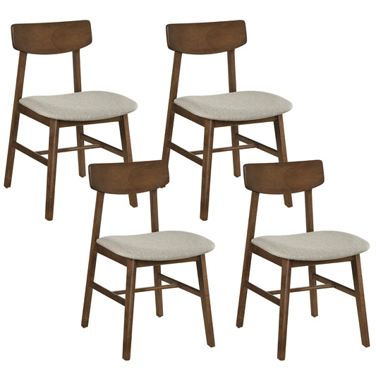 Rubber Wood Dining Chairs, Set of 4, Curved Backrest, Walnut Dining Chairs Walnut at Gallery Canada