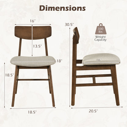 Rubber Wood Dining Chairs, Set of 4, Curved Backrest, Walnut Dining Chairs at Gallery Canada