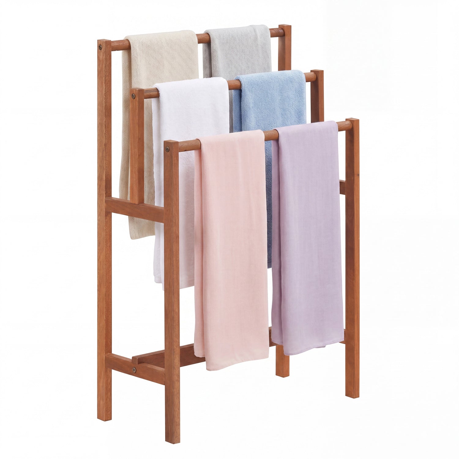 Solid Wood 3-Tier Towel Rack, Teak Oil Finish, Natural Towel Racks at Gallery Canada