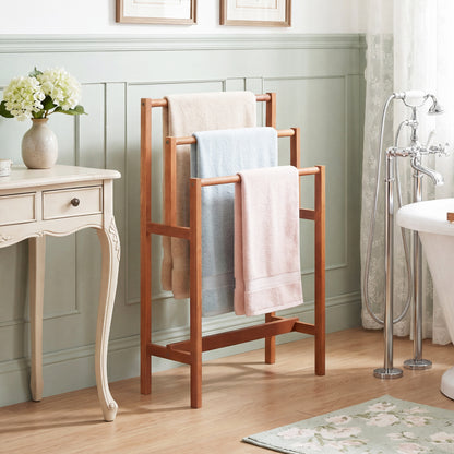 Solid Wood 3-Tier Towel Rack, Teak Oil Finish, Natural Towel Racks at Gallery Canada