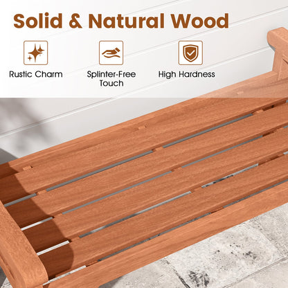 Solid Wood Backless Garden Bench with Handles