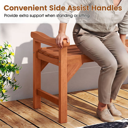 Solid Wood Backless Garden Bench with Handles