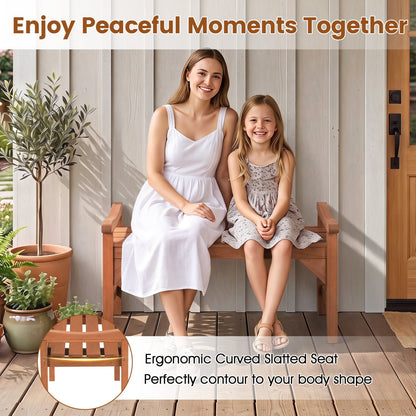 Solid Wood Backless Garden Bench with Handles