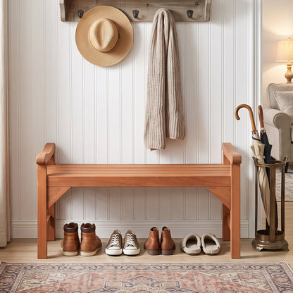 Solid Wood Backless Garden Bench with Handles