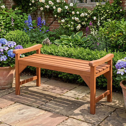 Solid Wood Backless Garden Bench with Handles