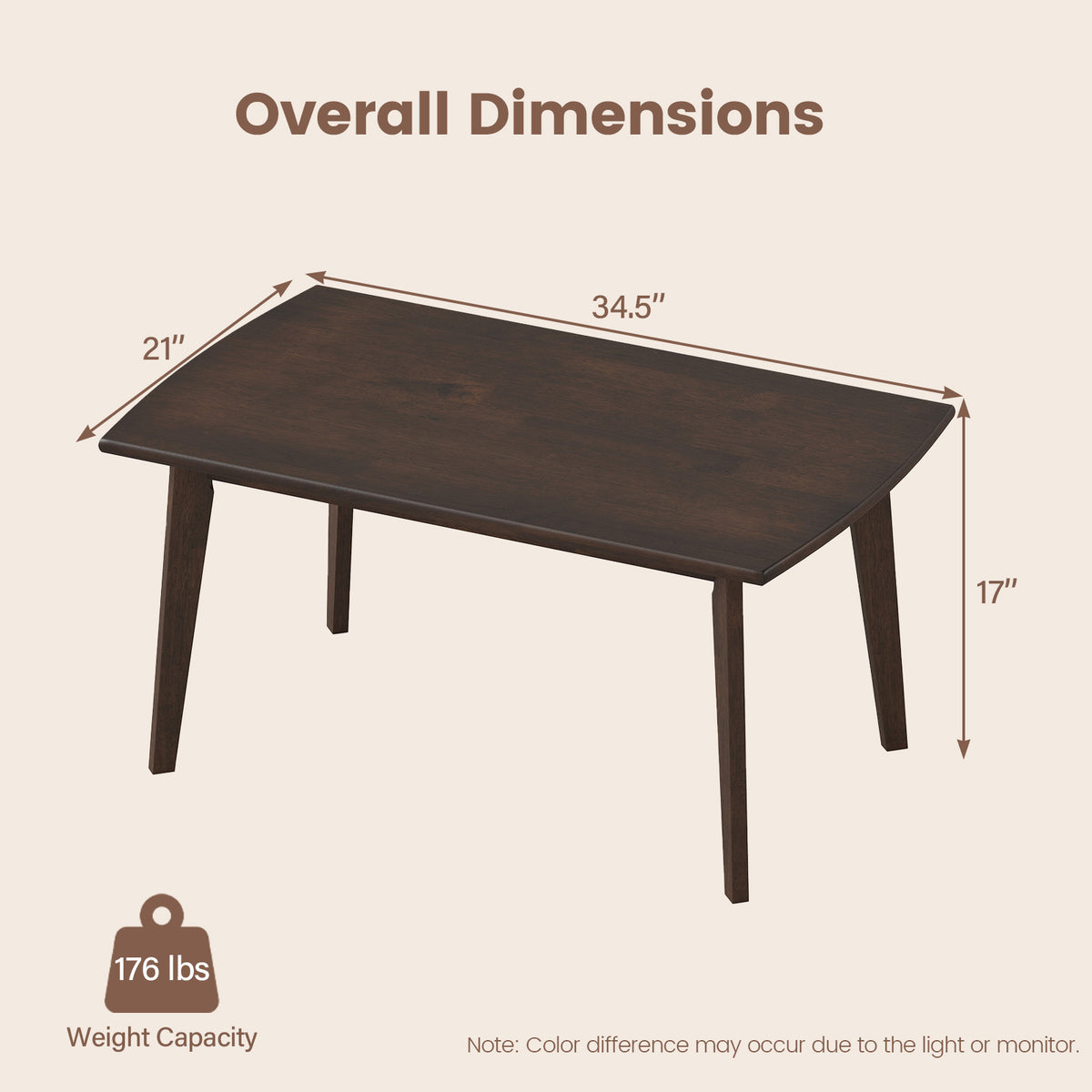 Solid Wood Modern Coffee Table, Tapered Legs, Walnut Coffee Tables at Gallery Canada