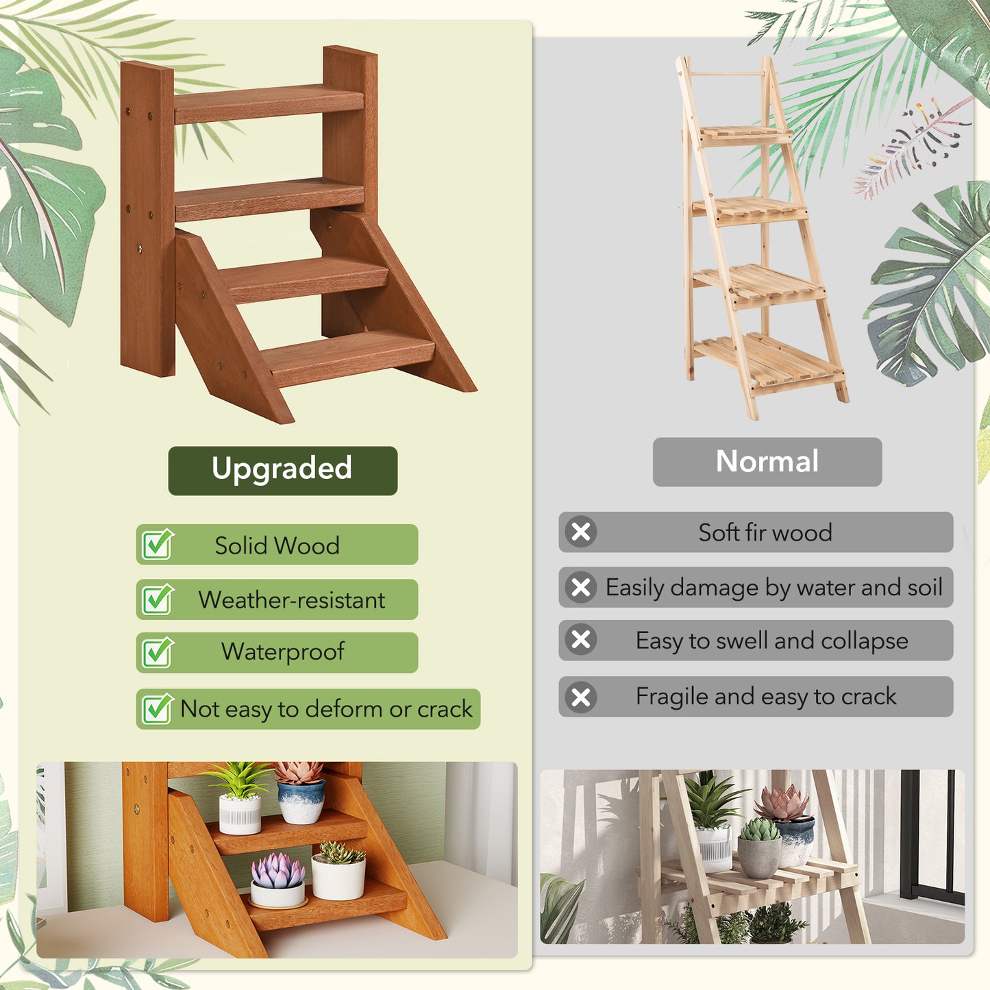 Solid Wood Plant Stand, Flowerpots And Succulents, Natural Plant Stands at Gallery Canada