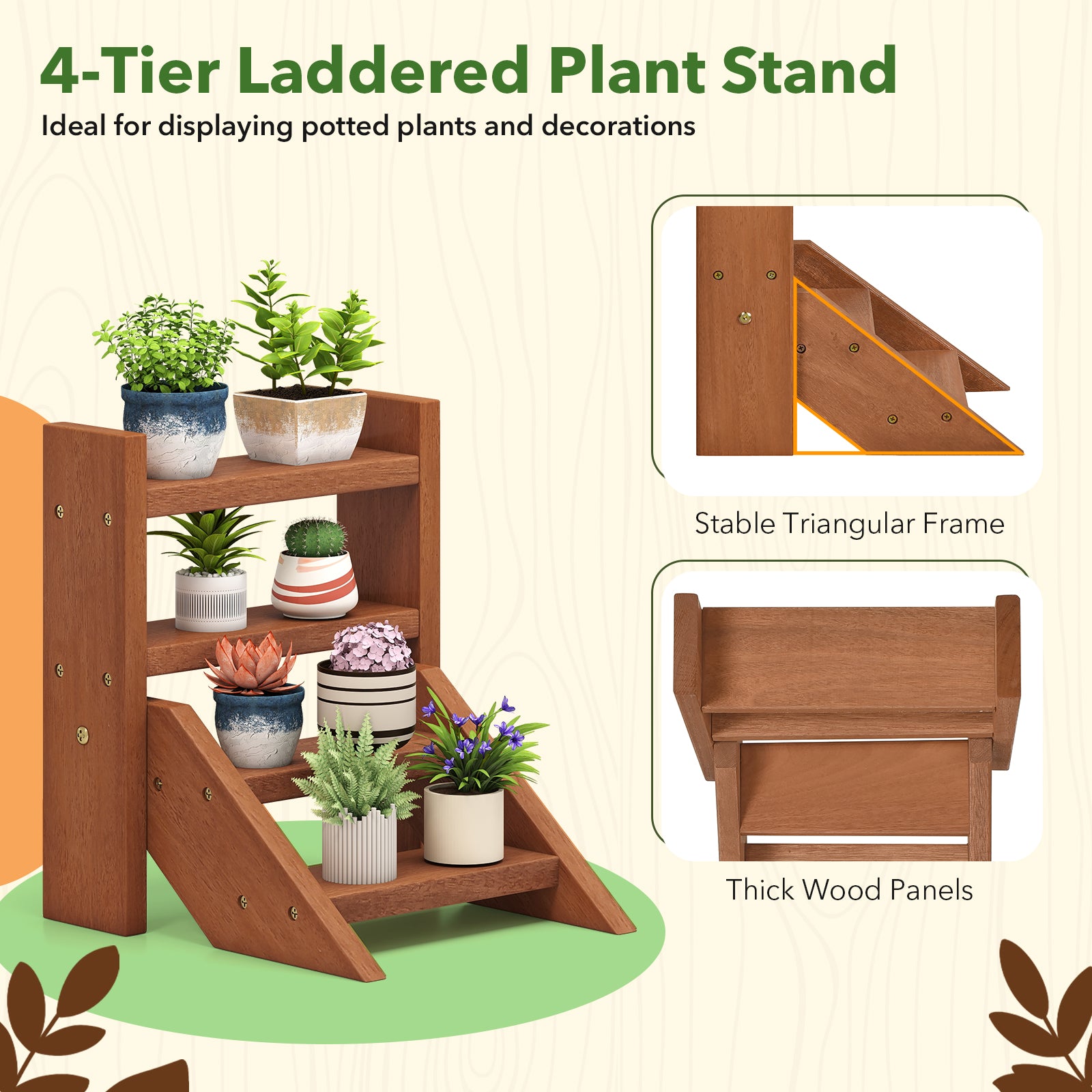 Solid Wood Plant Stand, Flowerpots And Succulents, Natural Plant Stands at Gallery Canada