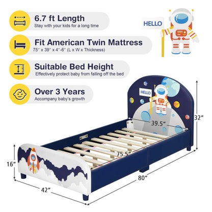 Astronaut Theme Kids Platform Bed With Toy Storage Toddler & Kids Furniture at Gallery Canada