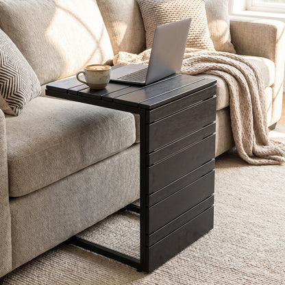 C-Shaped Side Table, Wood-Plastic Top, Black End & Side Tables at Gallery Canada
