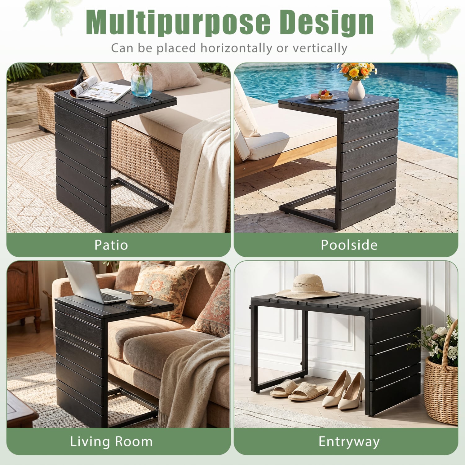 C-Shaped Side Table, Wood-Plastic Top, Black End & Side Tables at Gallery Canada