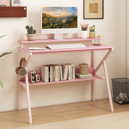 Space Saving Computer Desk With Monitor Stand, Pink Computer Desks at Gallery Canada