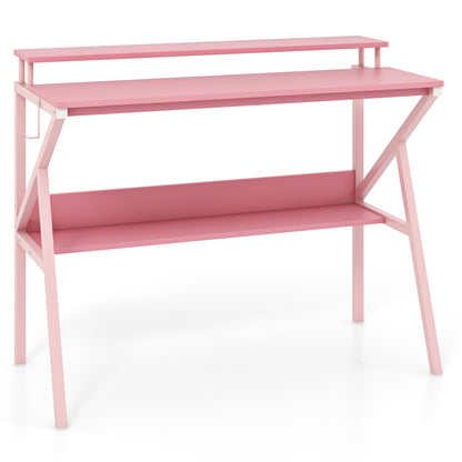 Space Saving Computer Desk With Monitor Stand, Pink Computer Desks at Gallery Canada
