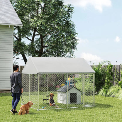 Heavy Duty Galvanized Steel Outdoor Dog Kennel with Waterproof Roof, Safety Lockable Latch System, 9.2' x 7.5' x 7.2' Dog Kennels at Gallery Canada
