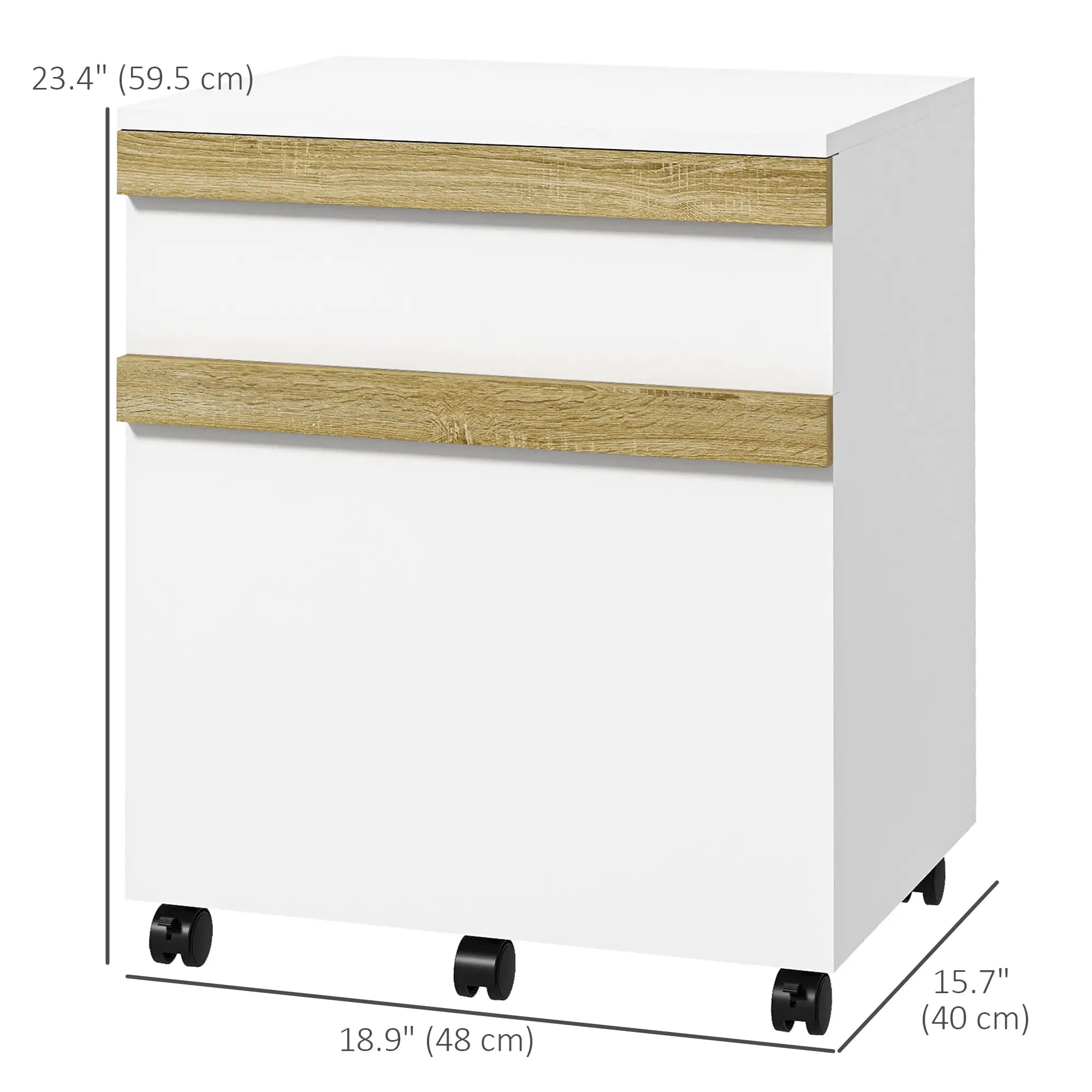 Mobile 2-Drawer Filing Cabinet, 5-Wheel Office Storage, Wood Grain, White Office Cabinets & Cupboards at Gallery Canada