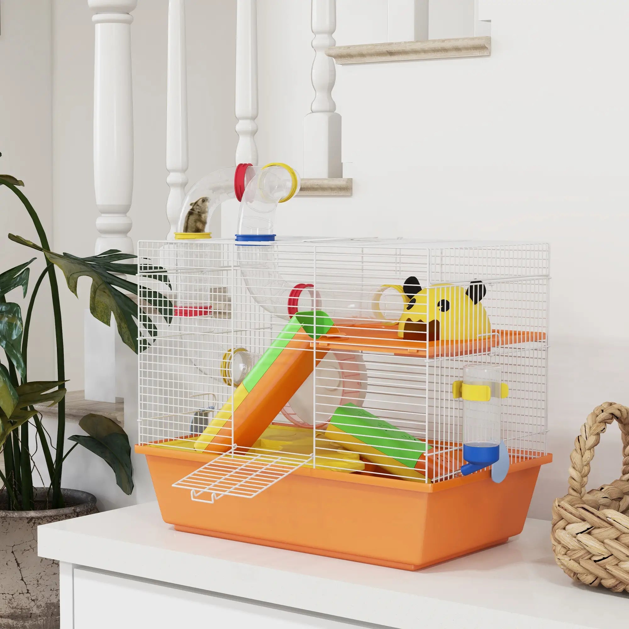 3 Tier Hamster Cage, Tunnels, Water Bottle, Exercise Wheel, 18