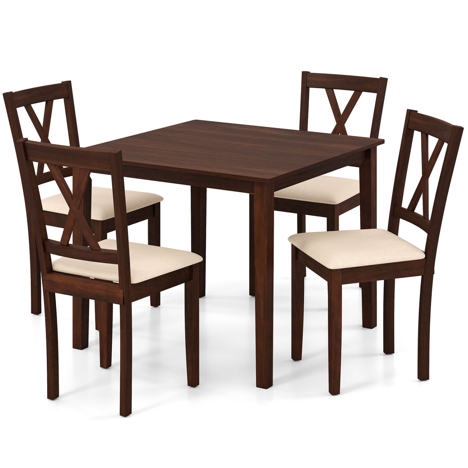 Square Kitchen Table with 4 Armless Chairs, Walnut Dining Room Sets at Gallery Canada