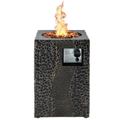 Square Outdoor Propane Fire Pit, 30000 BTU, Lava Rocks, Waterproof Cover, Black Fire Pits Black at Gallery Canada