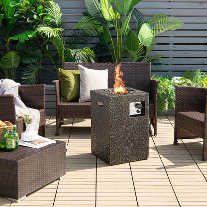 Square Outdoor Propane Fire Pit, 30000 BTU, Lava Rocks, Waterproof Cover, Black Fire Pits at Gallery Canada