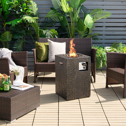 Square Outdoor Propane Fire Pit, 30000 BTU, Lava Rocks, Waterproof Cover, Black Fire Pits Black at Gallery Canada