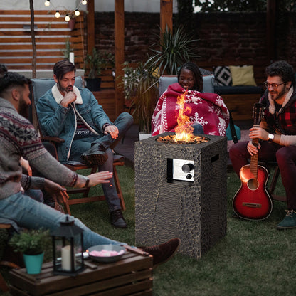 Square Outdoor Propane Fire Pit, 30000 BTU, Lava Rocks, Waterproof Cover, Black Fire Pits at Gallery Canada