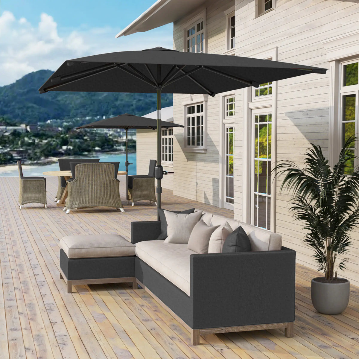 6.6x9.6ft Rectangle Aluminum Patio Umbrella, Outdoor Sunshade Canopy, Dark Grey Sun Umbrellas at Gallery Canada