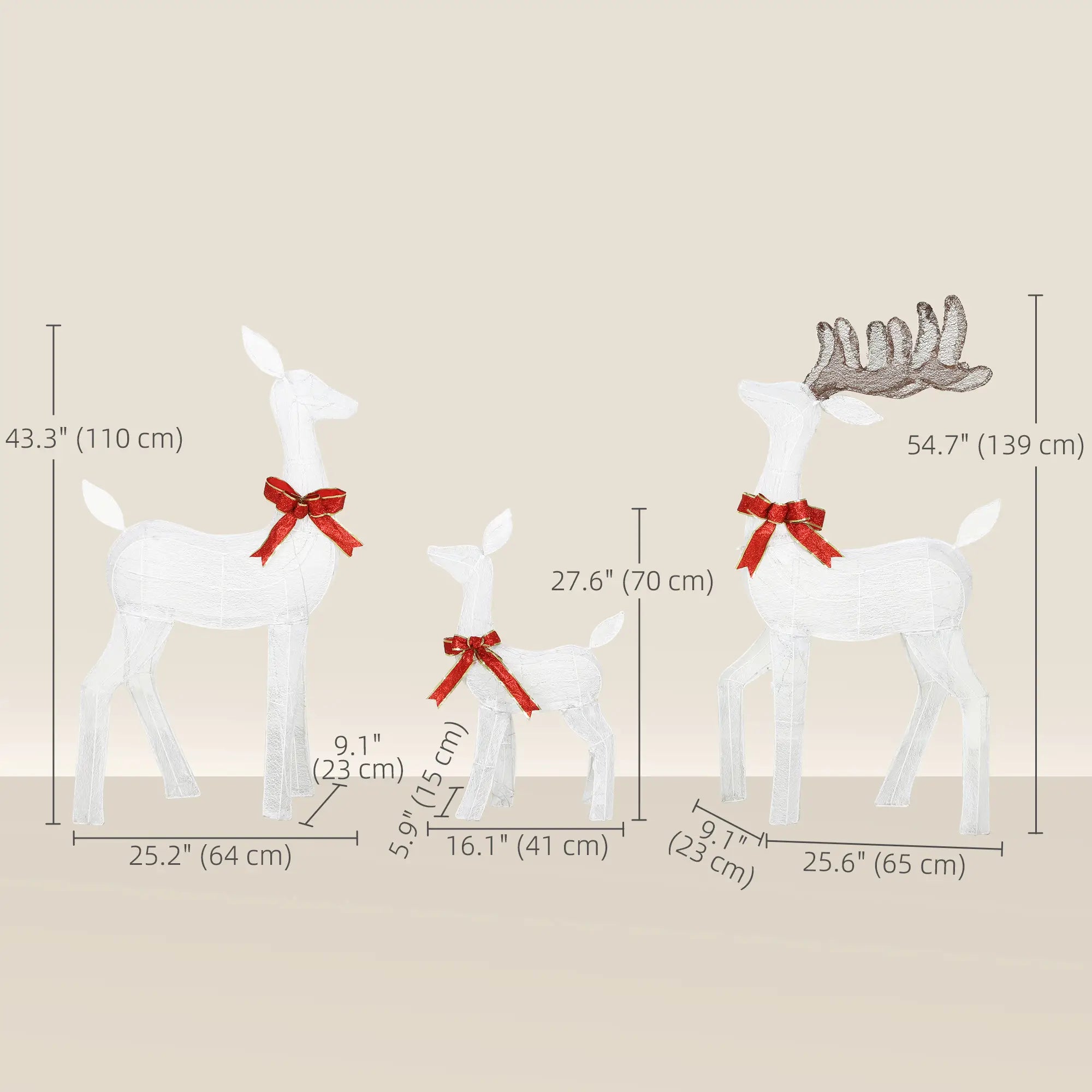 3 Piece Lighted Christmas Reindeer Family, 55 Inch LED Outdoor Decor Christmas Decorations at Gallery Canada