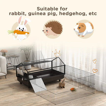 Metal Small Animal Cage, Rabbit Cage, Guinea Pig, Chinchilla, Hedgehog, 47.2" L x 66.9" W x 24.4"H Houses & Habitats at Gallery Canada