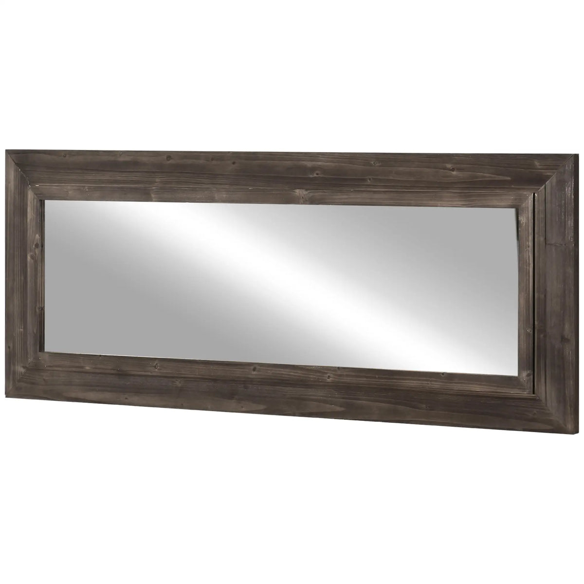 59" Farmhouse Full Length Mirror, Wall Mount Leaner, Dark Brown, Dark Brown Wall Mirrors at Gallery Canada