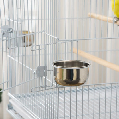 53.9'' Large Rolling Bird Cage with Stand, Shelf, Perch, White Bird Cages at Gallery Canada